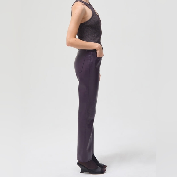 NWOT AGOLDE Recycled Leather Relaxed Boot Cut in Night Shade Size 25 - Picture 6 of 14